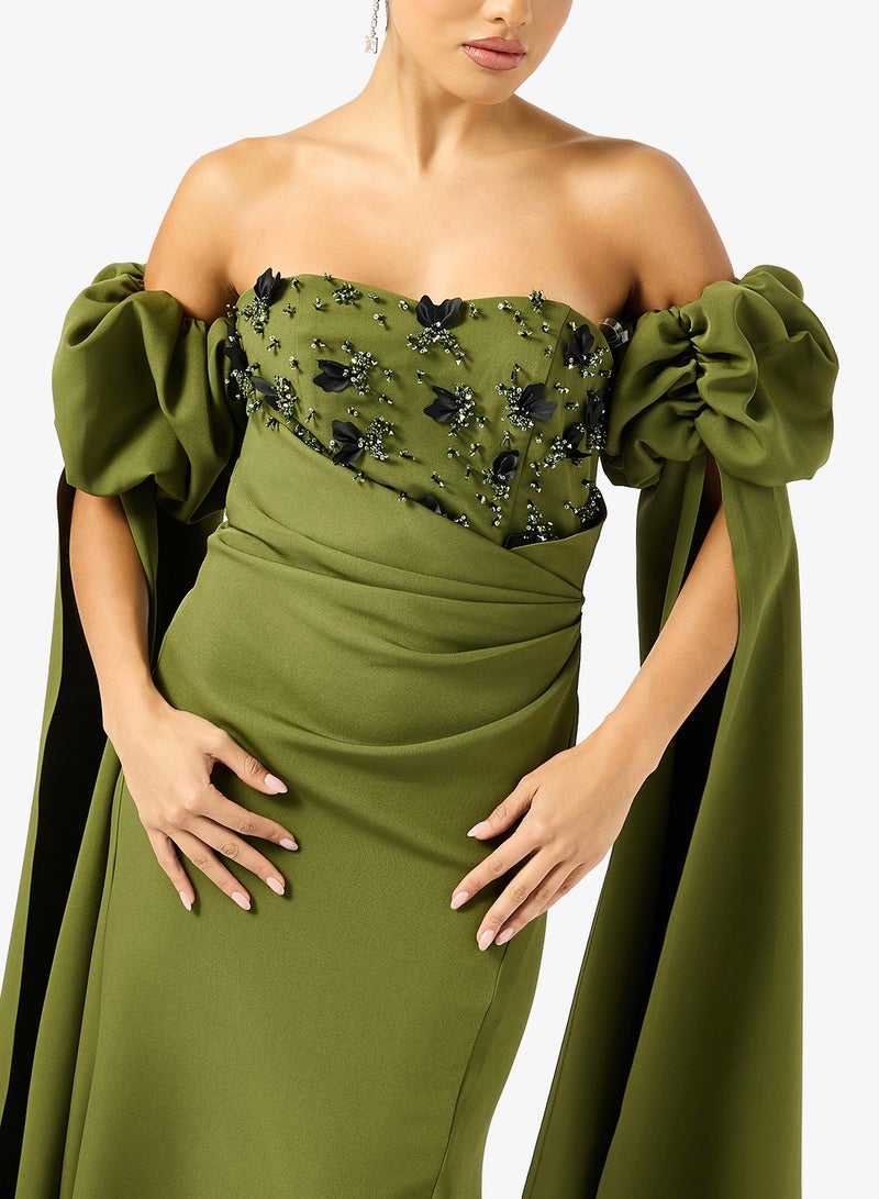 Iyra Flower Detail Side Slit Dress - Image 3